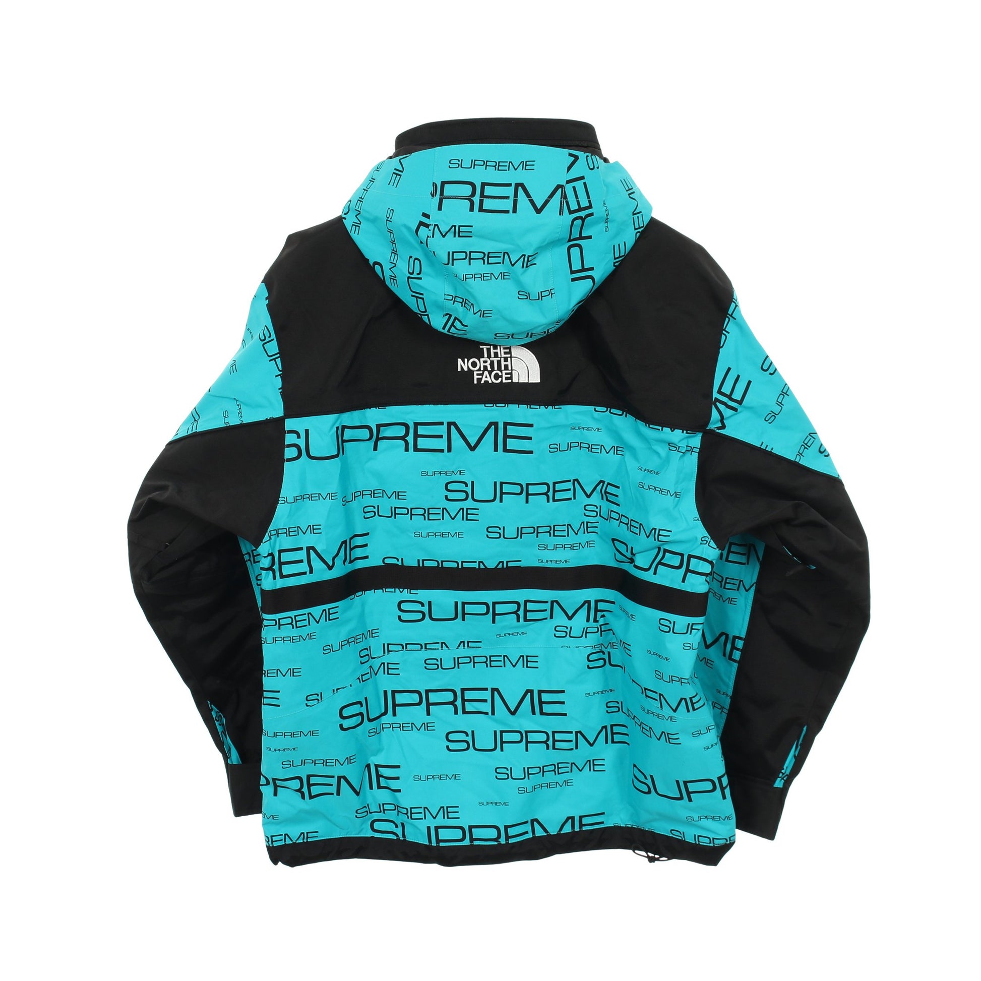 Supreme × THE NORTH FACE 21AW Steep Tech Apogee Jacket マウンテンパーカー ロゴ総柄 ナイロン ライトブルー ブラック フード付き シュプリーム アウター Supreme