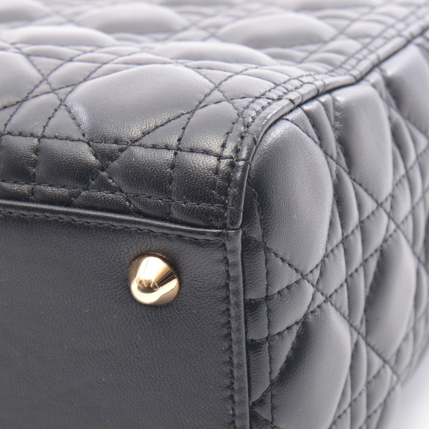 レディディオール ラージ カナージュ ハンドバッグ レザー ブラック 2WAY クリスチャンディオール バッグ Christian Dior