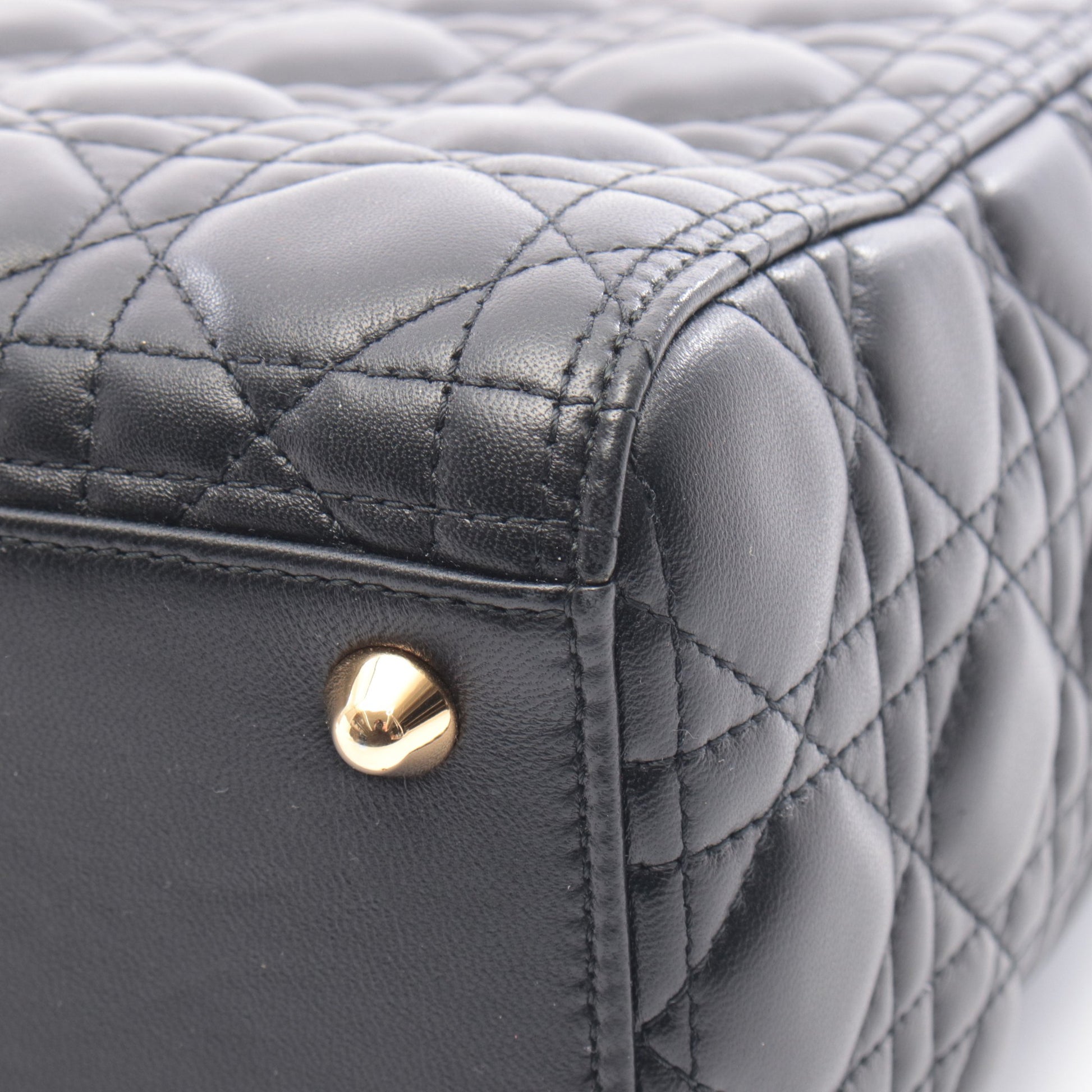 レディディオール ラージ カナージュ ハンドバッグ レザー ブラック 2WAY クリスチャンディオール バッグ Christian Dior
