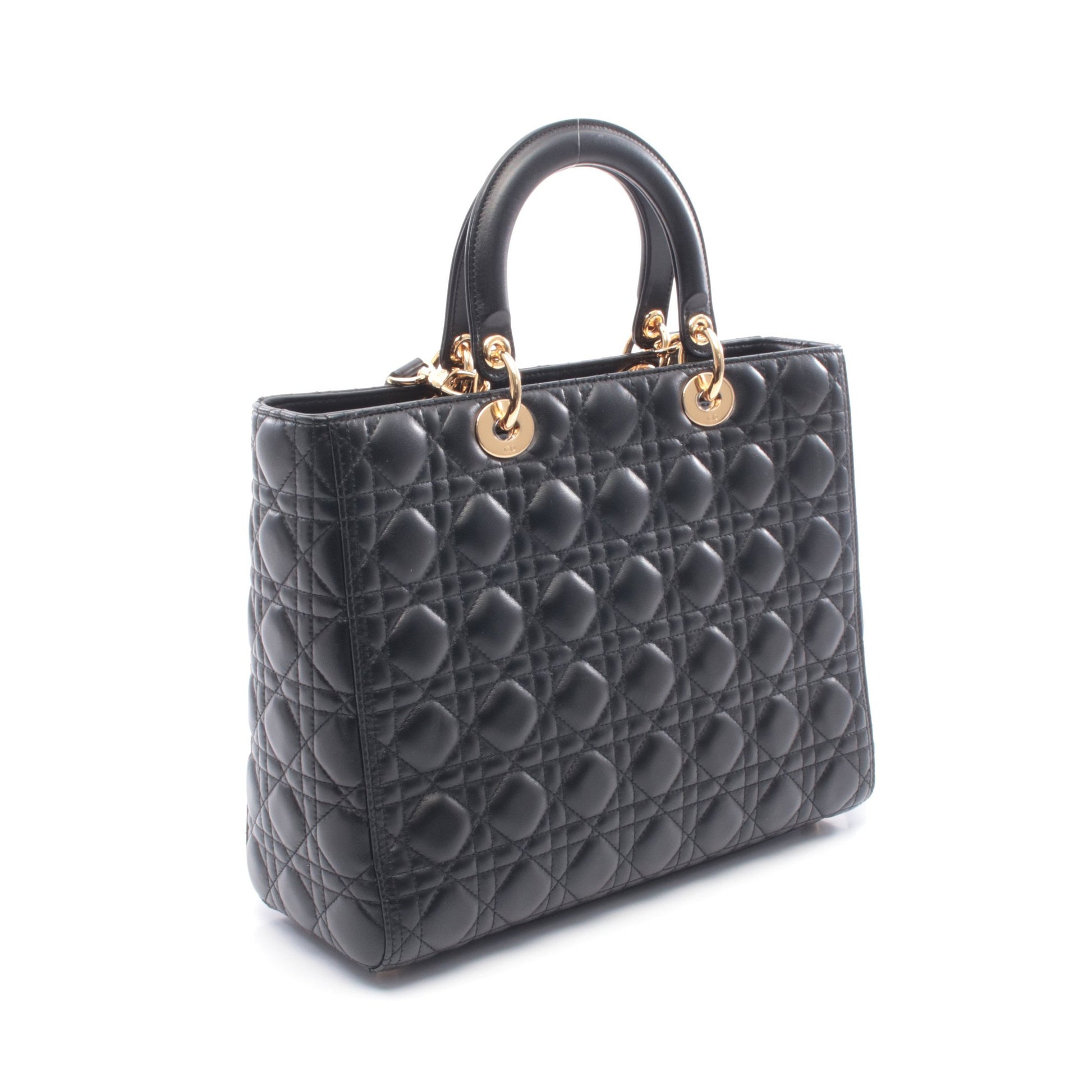 レディディオール ラージ カナージュ ハンドバッグ レザー ブラック 2WAY クリスチャンディオール バッグ Christian Dior
