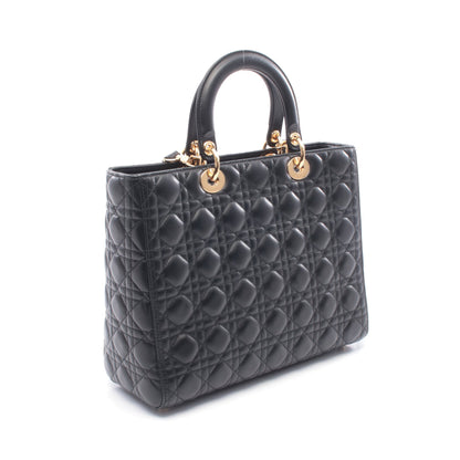 レディディオール ラージ カナージュ ハンドバッグ レザー ブラック 2WAY クリスチャンディオール バッグ Christian Dior
