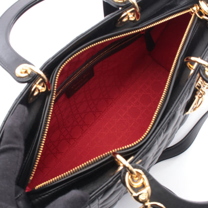 レディディオール ラージ カナージュ ハンドバッグ レザー ブラック 2WAY クリスチャンディオール バッグ Christian Dior