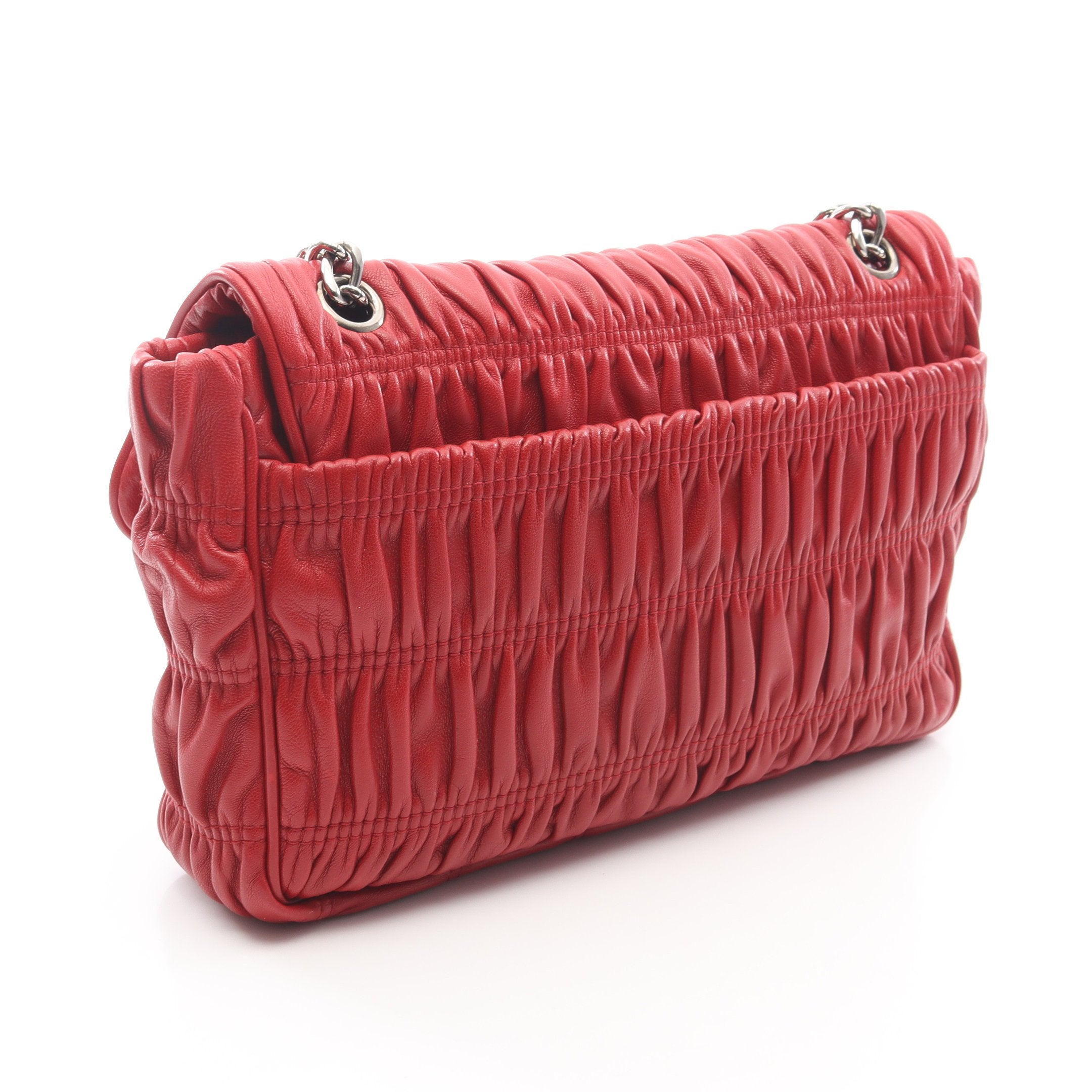 NAPPA GAUFRE' Wチェーンショルダーバッグ レザー レッド プラダ – RECLO