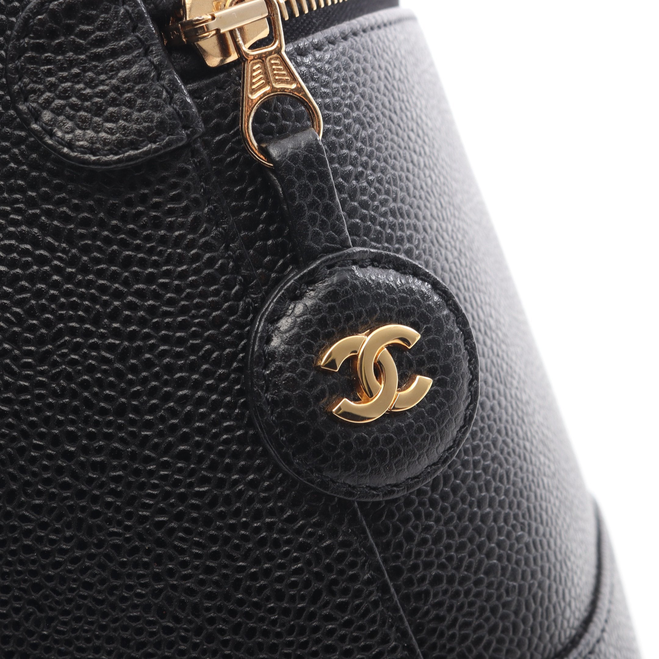 ココマーク ハンドバッグ バニティバッグ キャビアスキン ブラック