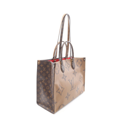 オンザゴーGM モノグラムジャイアント リバース ショルダーバッグ トートバッグ PVC ブラウン ベージュ 2WAY ルイヴィトン バッグ LOUIS VUITTON