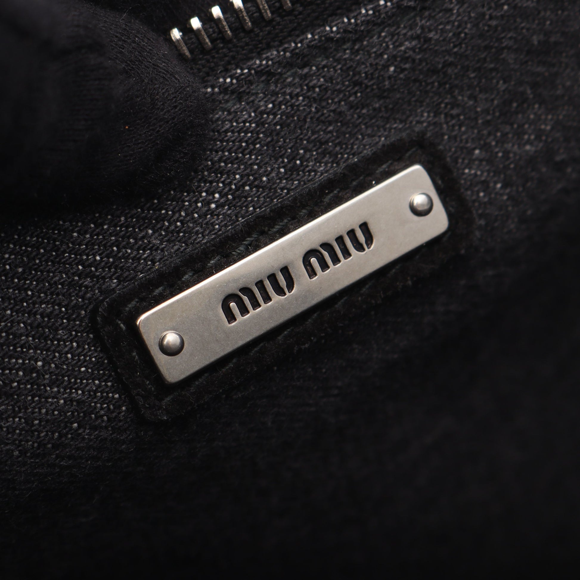 DENIM LOGO ハンドバッグ トートバッグ キャンバス グレー ホワイト 2WAY ミュウミュウ バッグ miu miu