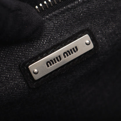 DENIM LOGO ハンドバッグ トートバッグ キャンバス グレー ホワイト 2WAY ミュウミュウ バッグ miu miu