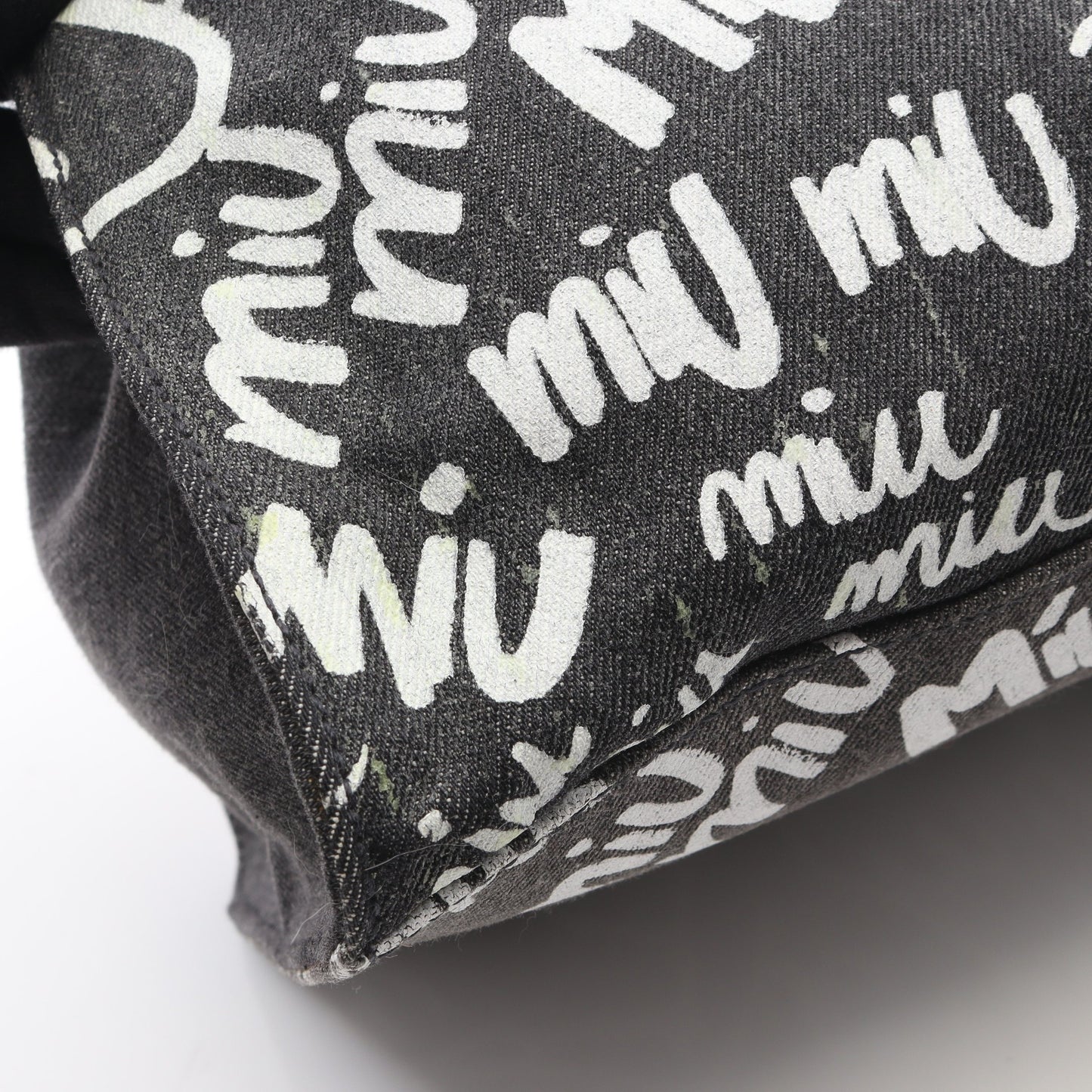 DENIM LOGO ハンドバッグ トートバッグ キャンバス グレー ホワイト 2WAY ミュウミュウ バッグ miu miu