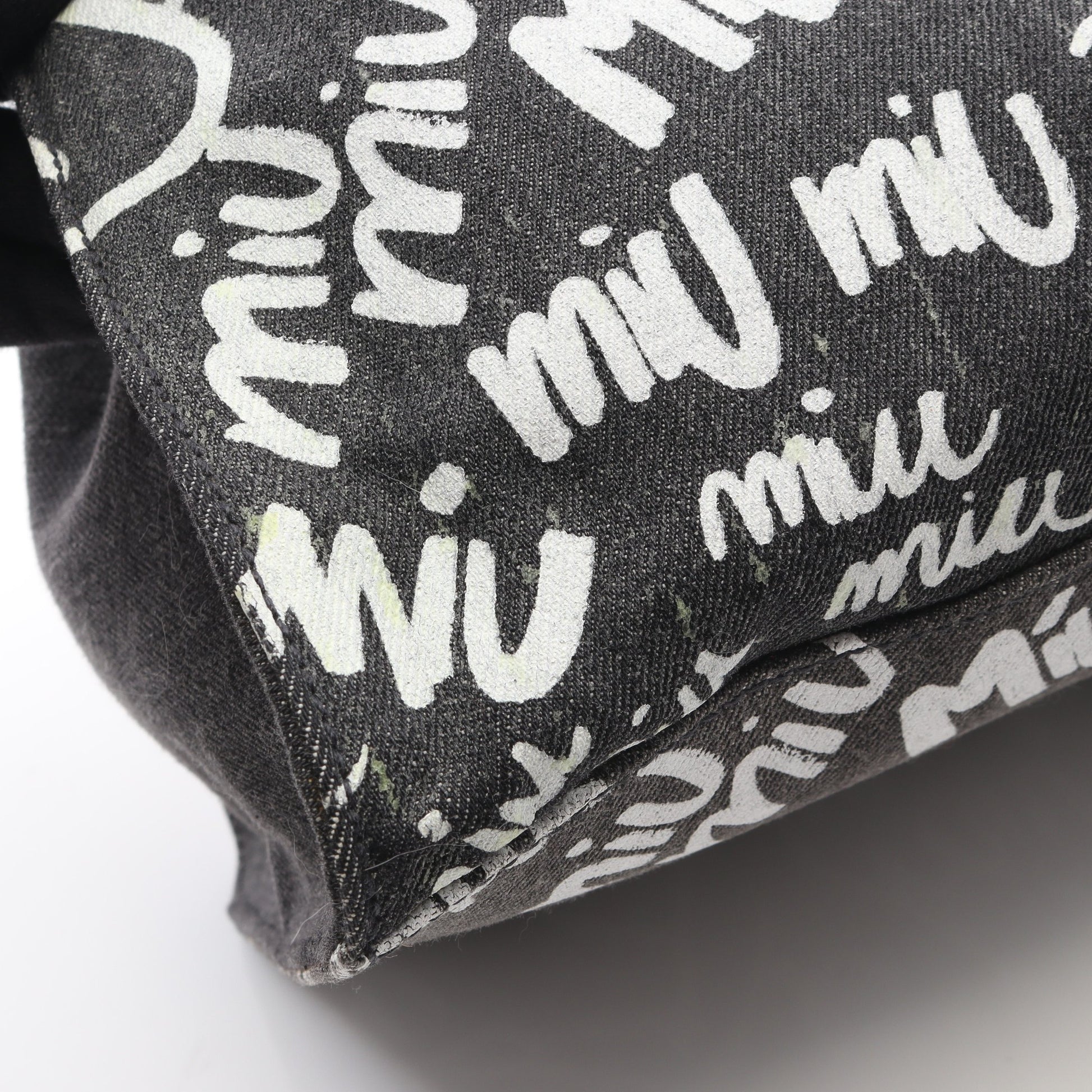 DENIM LOGO ハンドバッグ トートバッグ キャンバス グレー ホワイト 2WAY ミュウミュウ バッグ miu miu