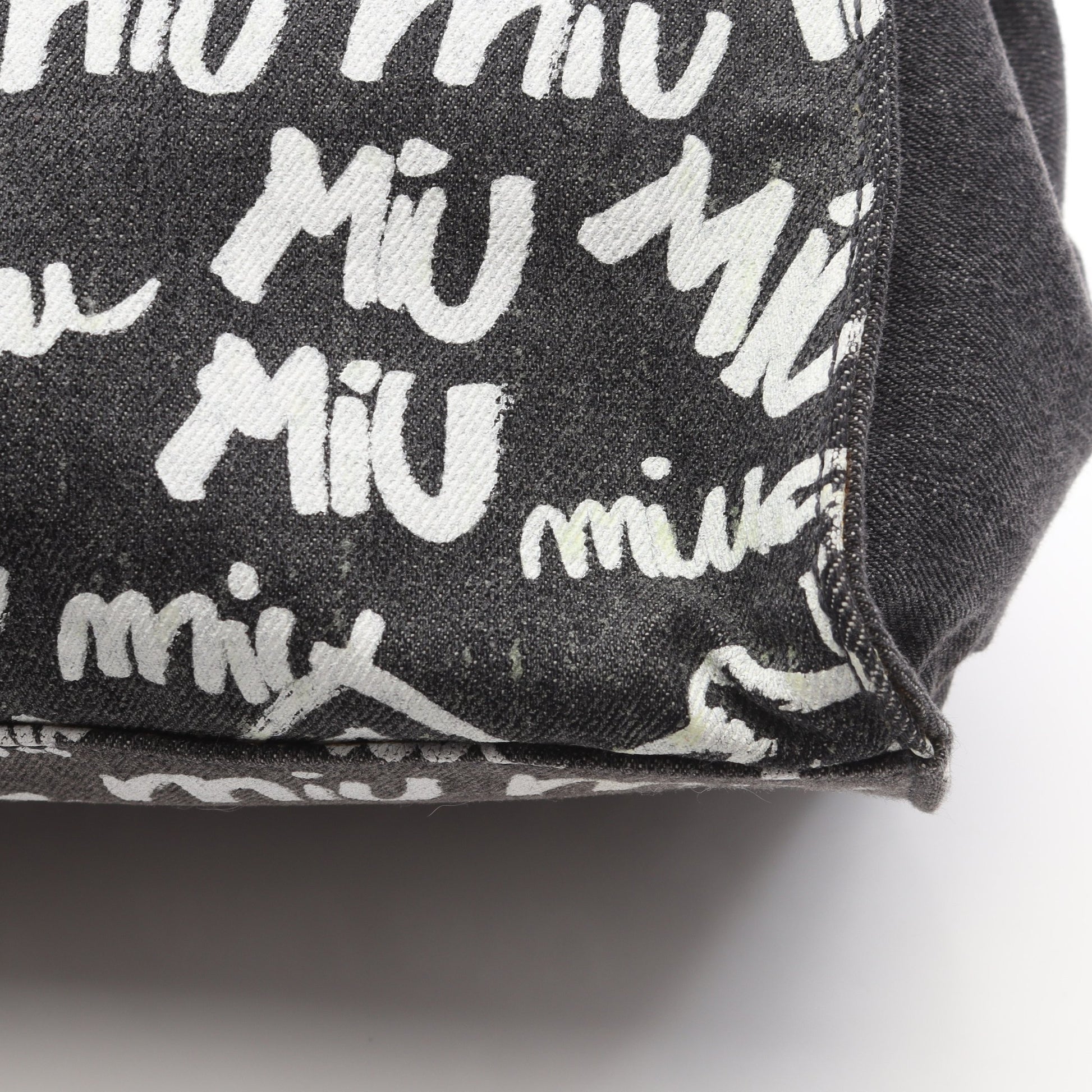 DENIM LOGO ハンドバッグ トートバッグ キャンバス グレー ホワイト 2WAY ミュウミュウ バッグ miu miu