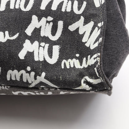 DENIM LOGO ハンドバッグ トートバッグ キャンバス グレー ホワイト 2WAY ミュウミュウ バッグ miu miu