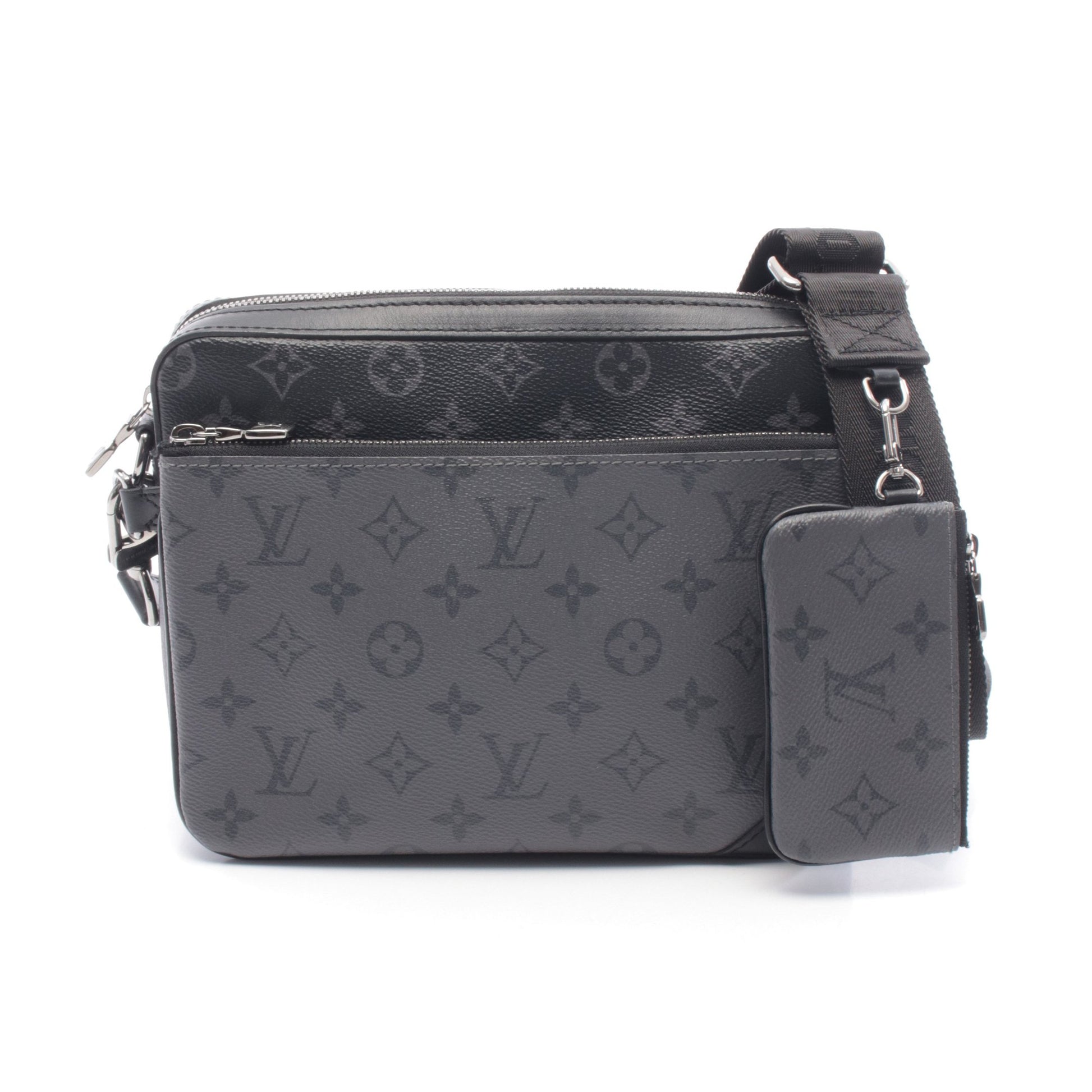 トリオ メッセンジャー モノグラム エクリプス ショルダーバッグ PVC レザー ブラック グレー ルイヴィトン バッグ LOUIS VUITTON