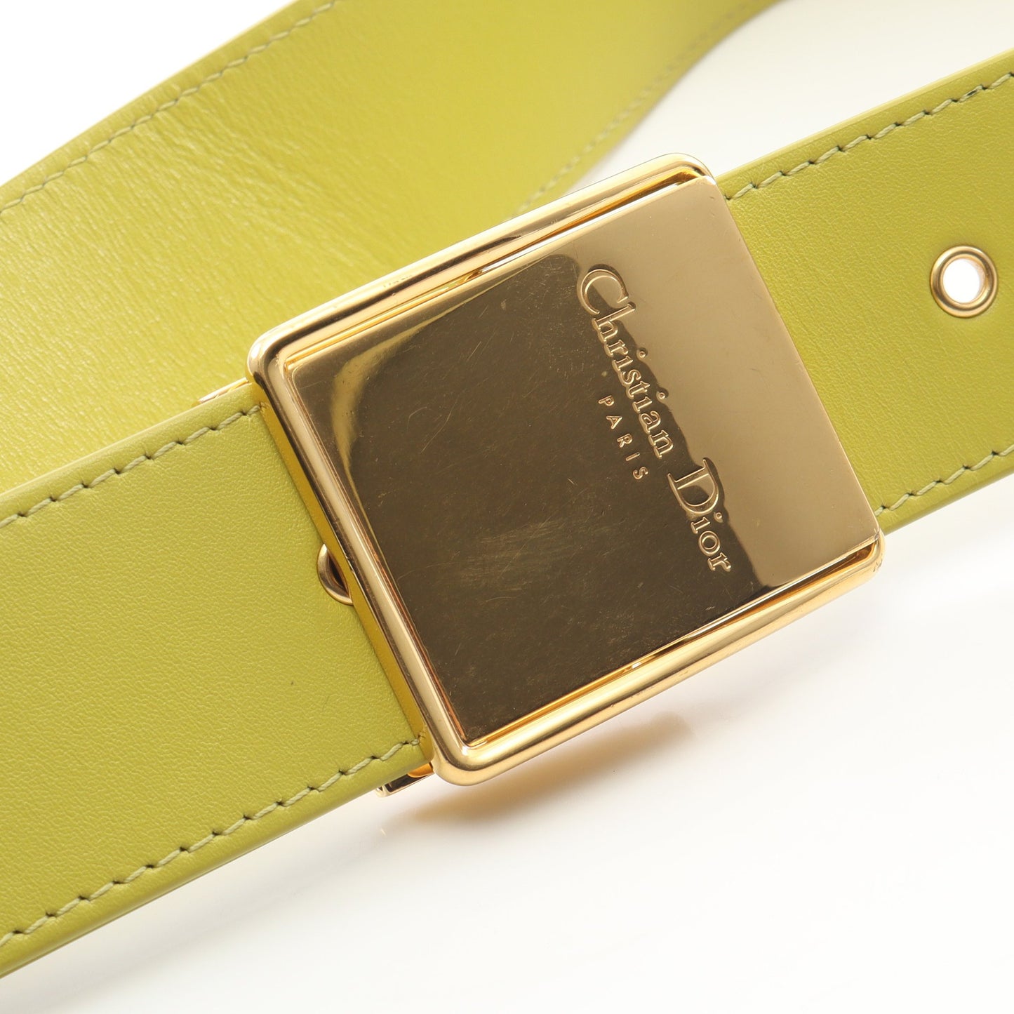 30 MONTAIGNE モンテーニュ ボックス ショルダーバッグ レザー イエローグリーン クリスチャンディオール バッグ Christian Dior