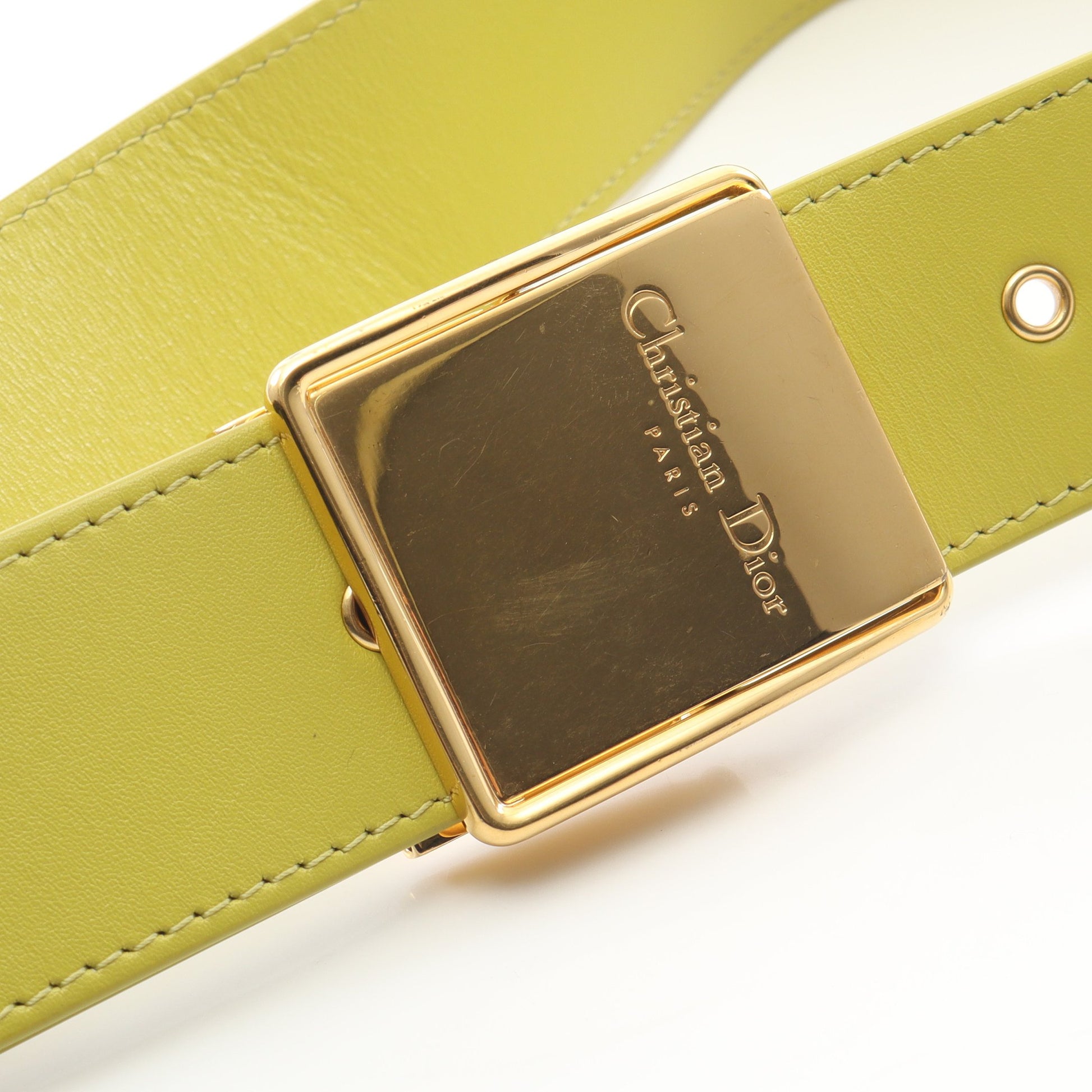 30 MONTAIGNE モンテーニュ ボックス ショルダーバッグ レザー イエローグリーン クリスチャンディオール バッグ Christian Dior
