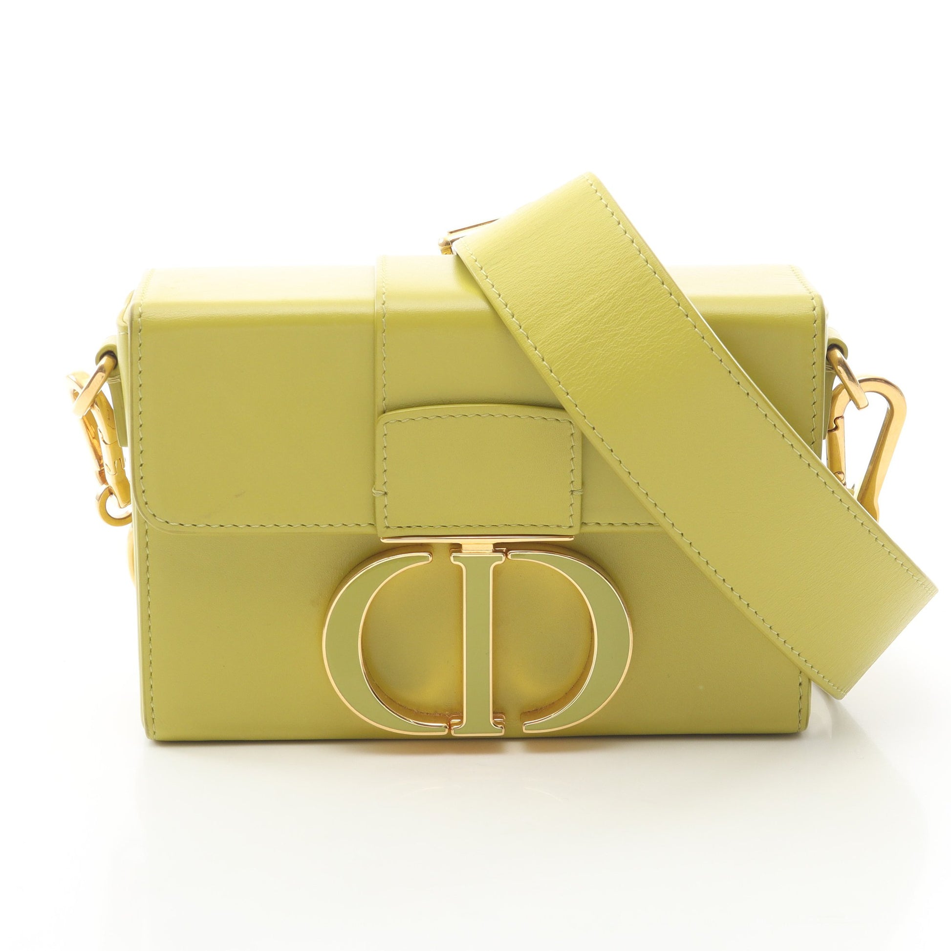 30 MONTAIGNE モンテーニュ ボックス ショルダーバッグ レザー イエローグリーン クリスチャンディオール バッグ Christian Dior