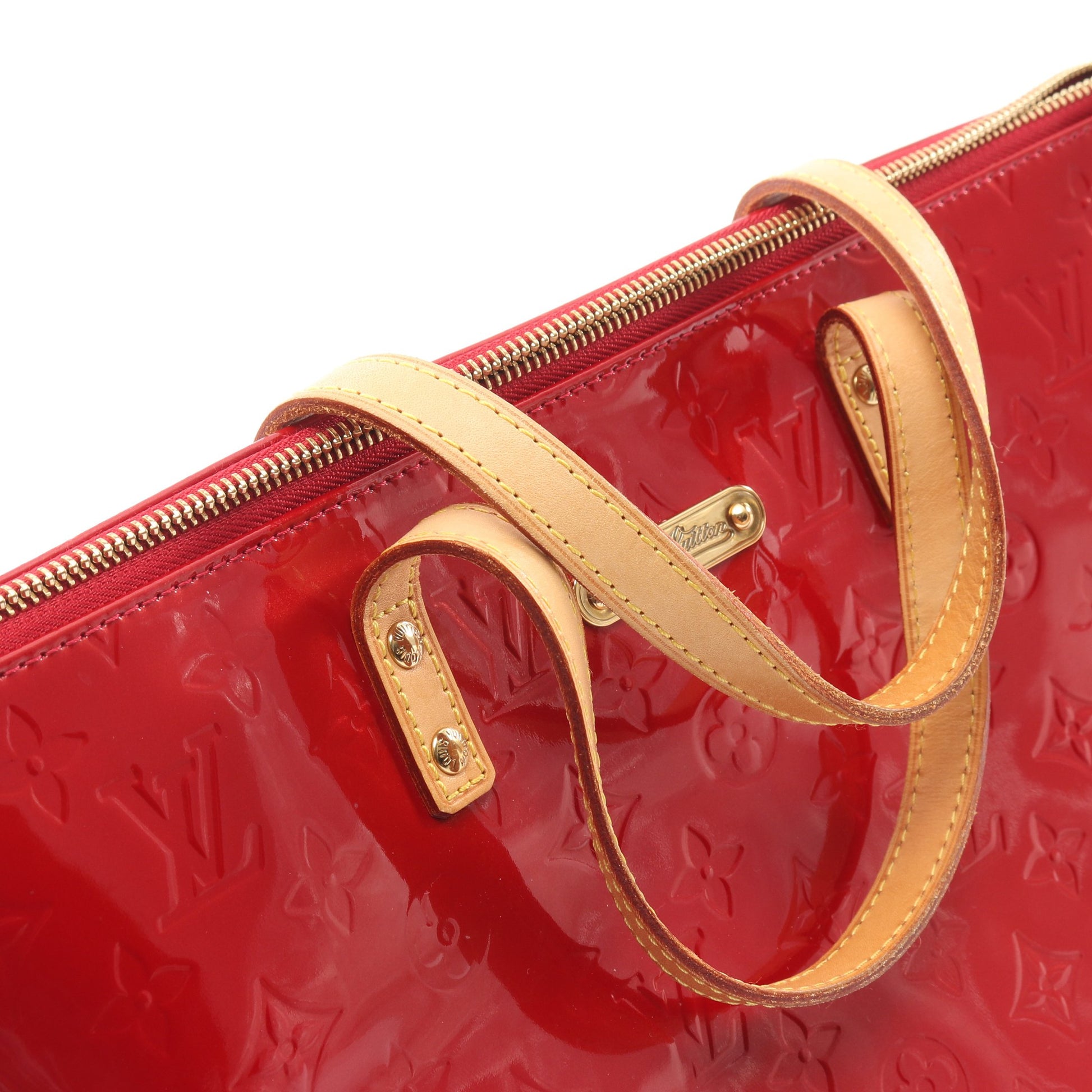 ベルヴューPM モノグラムヴェルニ ポムダムール ハンドバッグ レザー レッド ルイヴィトン バッグ LOUIS VUITTON