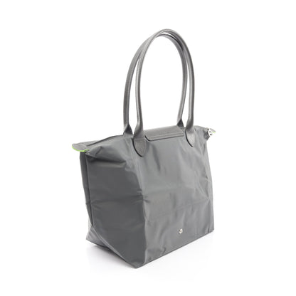 ル プリアージュ グリーン L ショルダーバッグ キャンバス レザー ダークグレー ロンシャン