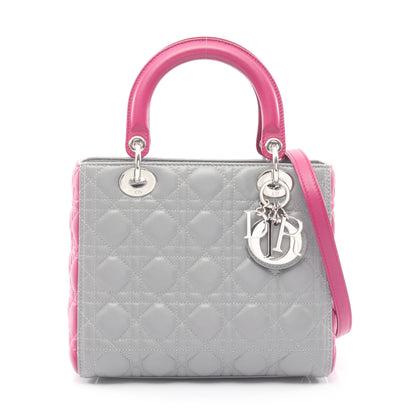 LADY DIOR レディディオール カナージュ ハンドバッグ レザー グレー パープル 2WAY クリスチャンディオール バッグ Christian Dior