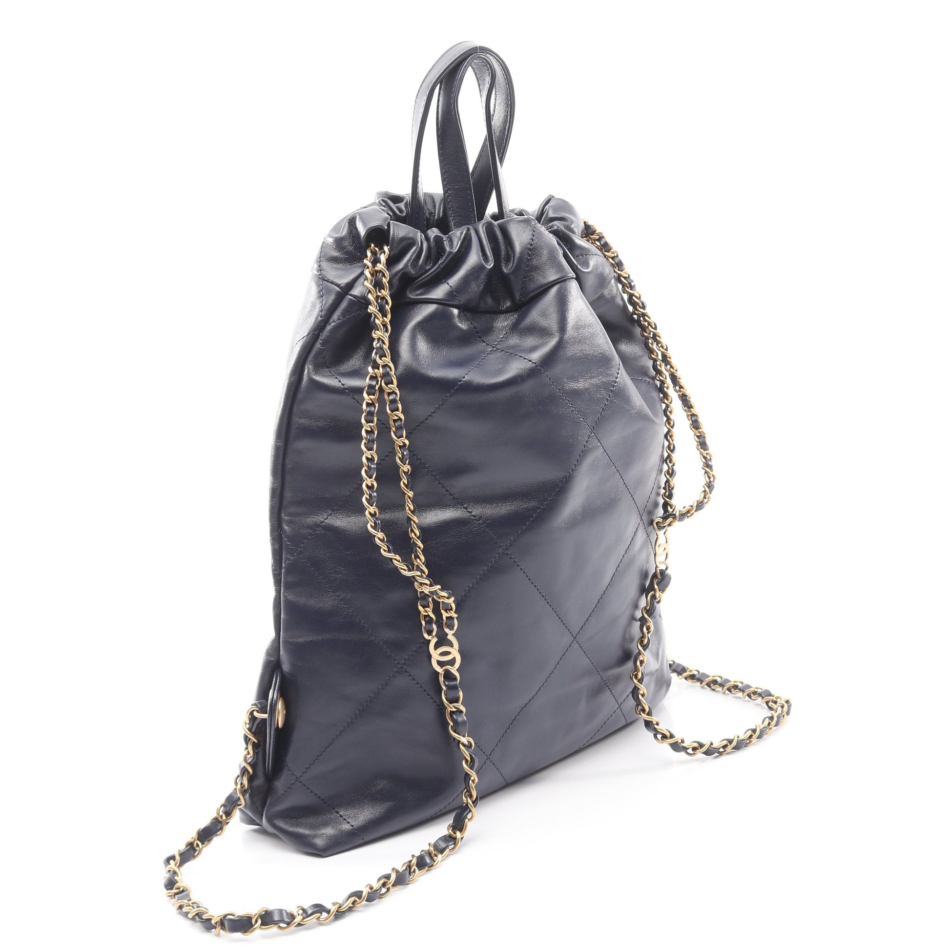 シャネル22 バックパック ナップサック バックパック リュックサック レザー ダークネイビー ゴールド金具 シャネル バッグ CHANEL