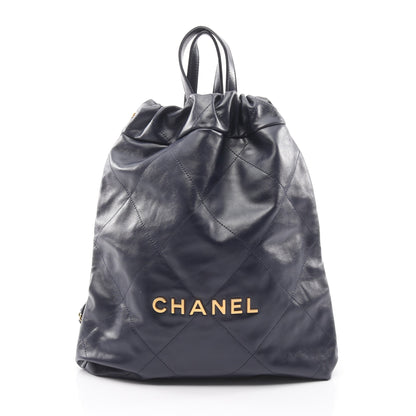 シャネル22 バックパック ナップサック バックパック リュックサック レザー ダークネイビー ゴールド金具 シャネル バッグ CHANEL