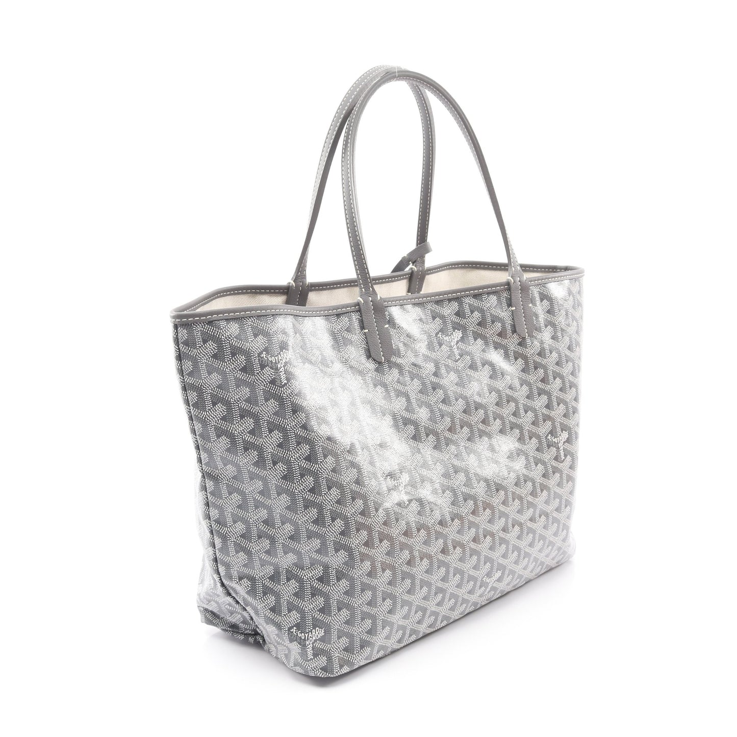 サンルイPM ハンドバッグ トートバッグ コーティングキャンバス レザー グレー ホワイト ゴヤール バッグ GOYARD