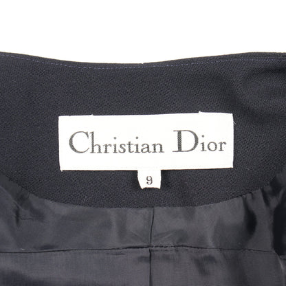 ノーカラージャケット スカートスーツ ウール ネイビー クリスチャンディオール スーツ Christian Dior