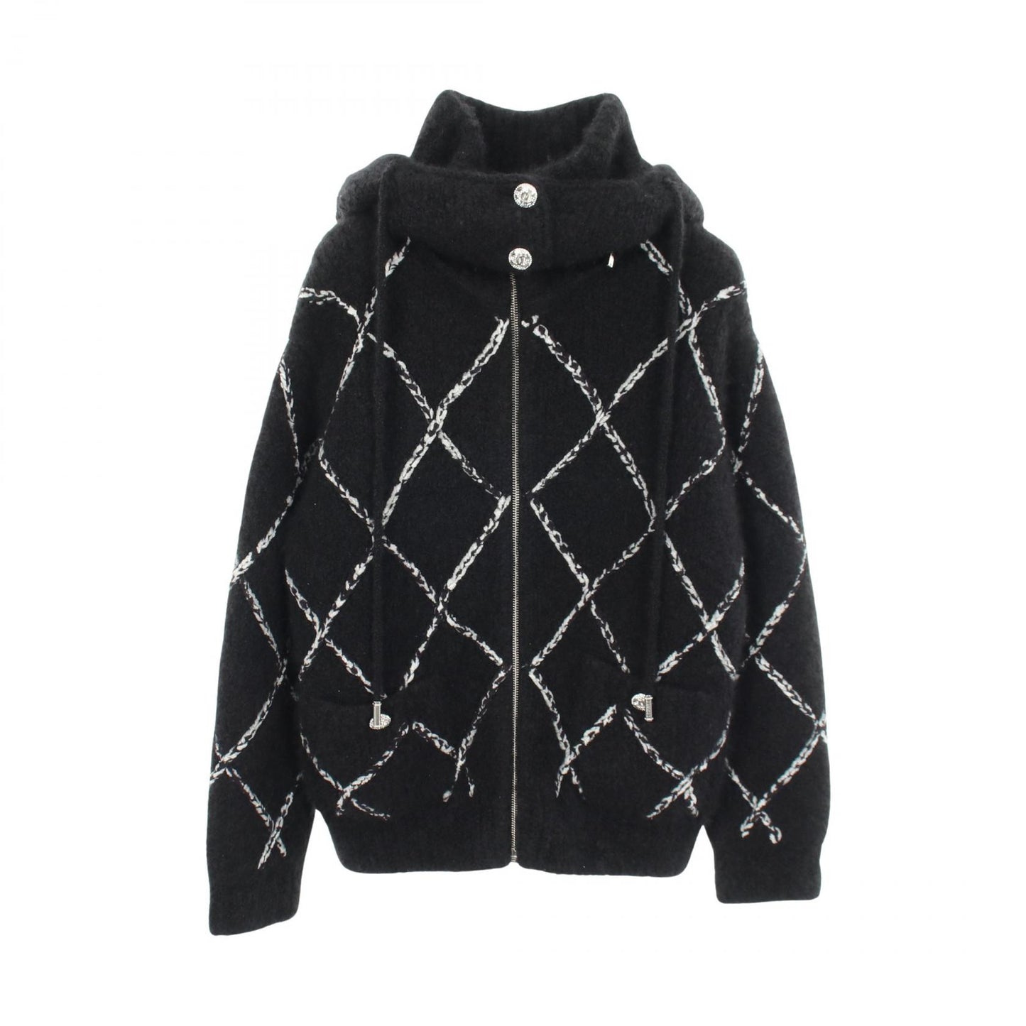ココマーク ジップアップ ニット ジャケット カシミヤ シルク ブラック シャネル アウター CHANEL