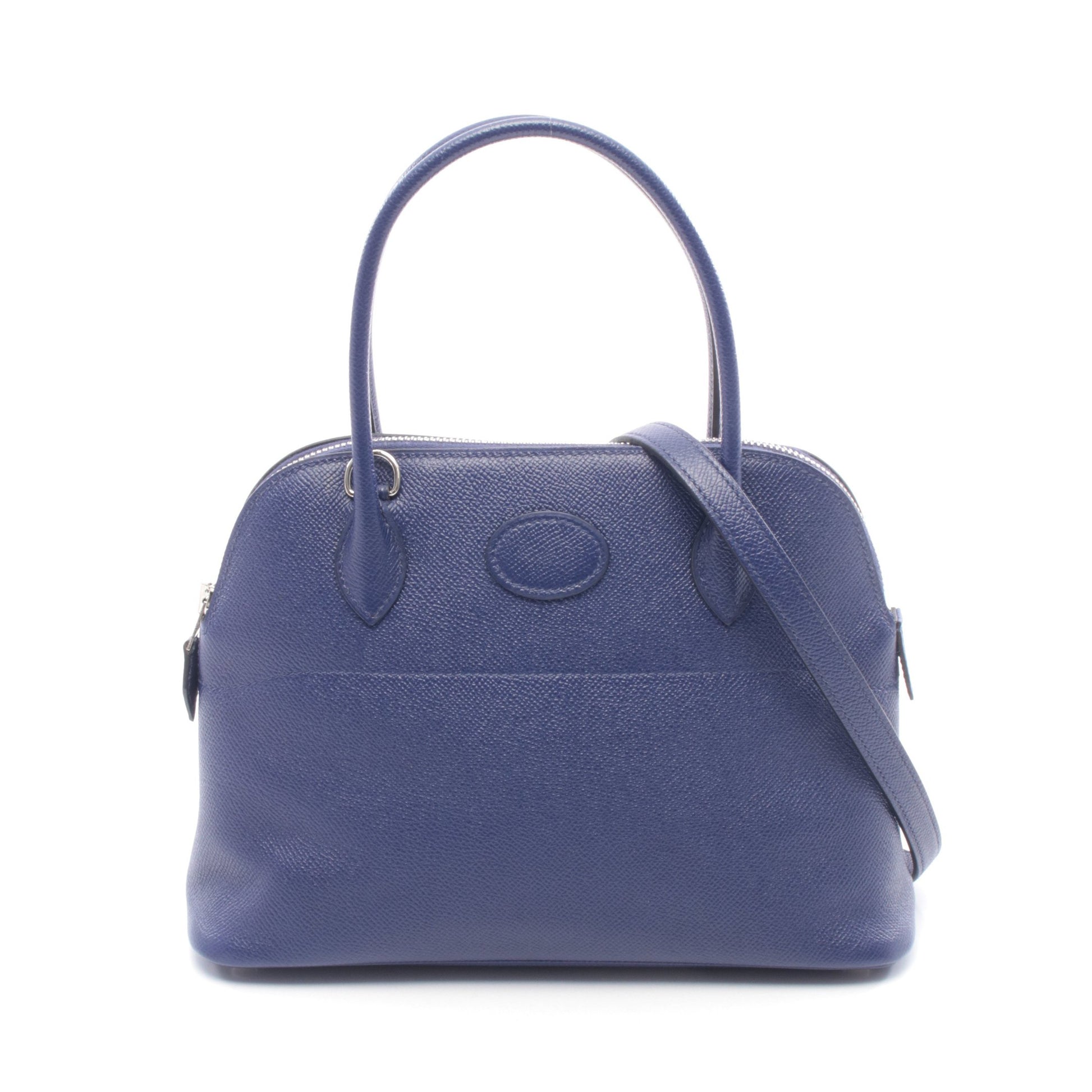 ボリード27 ブルーアンクル ハンドバッグ ヴォーエプソン ダークブルー シルバー金具 2WAY D刻印 エルメス バッグ HERMES