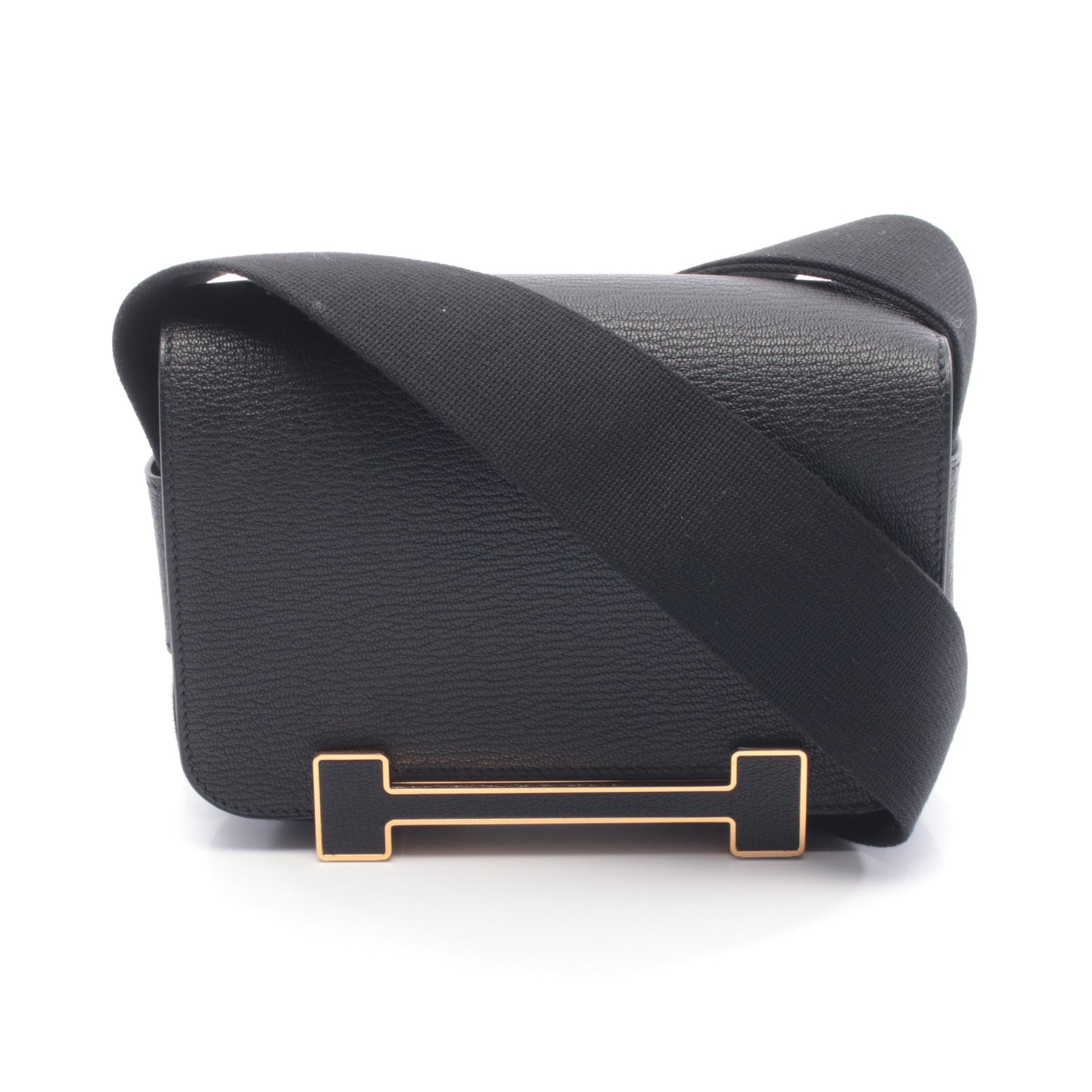 ゲタ ショルダーバッグ シェーブル ブラック ゴールド金具 U刻印 エルメス バッグ HERMES