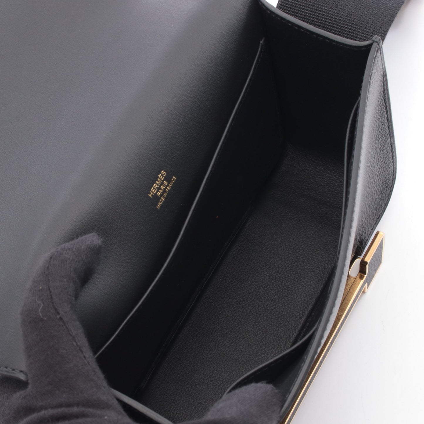 ゲタ ショルダーバッグ シェーブル ブラック ゴールド金具 U刻印 エルメス バッグ HERMES