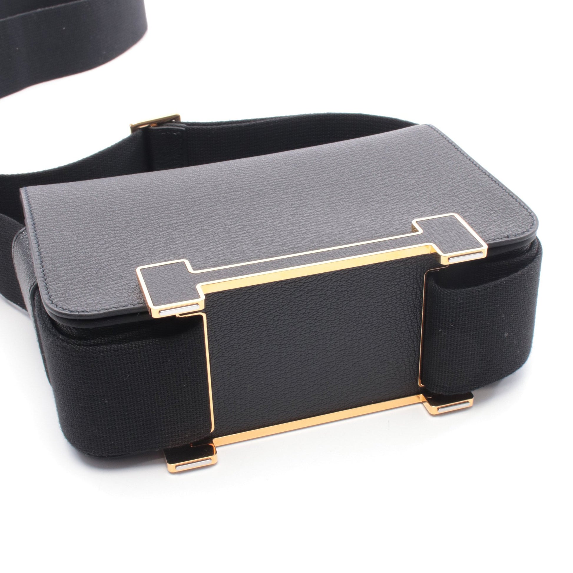 ゲタ ショルダーバッグ シェーブル ブラック ゴールド金具 U刻印 エルメス バッグ HERMES