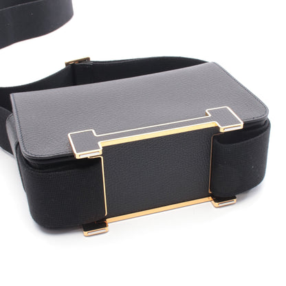 ゲタ ショルダーバッグ シェーブル ブラック ゴールド金具 U刻印 エルメス バッグ HERMES