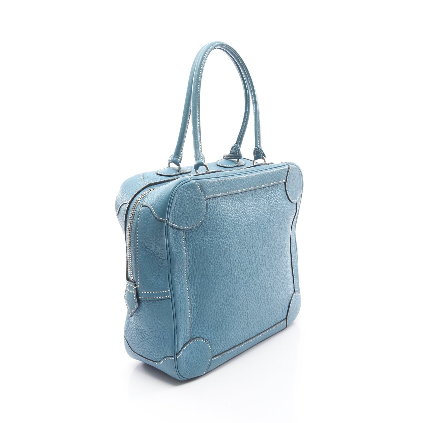オムニバスPM ブルージーン ハンドバッグ トリヨンクレマンス ライトブルー シルバー金具 □H刻印 エルメス バッグ HERMES