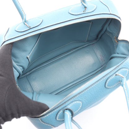 オムニバスPM ブルージーン ハンドバッグ トリヨンクレマンス ライトブルー シルバー金具 □H刻印 エルメス バッグ HERMES