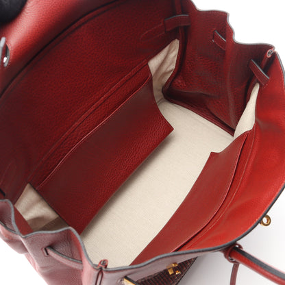 バーキン35 ホースヘアー ルージュアッシュ ハンドバッグ ブッフルスキッパー クリノラン レッドブラウン ゴールド金具 □F刻印 エルメス バッグ HERMES