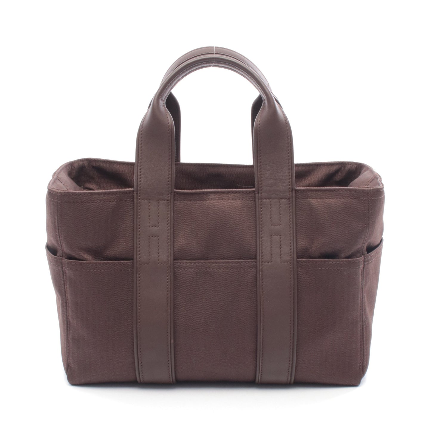 アカプルコPM ハンドバッグ トワルシェブロン レザー ダークブラウン シルバー金具 エルメス バッグ HERMES
