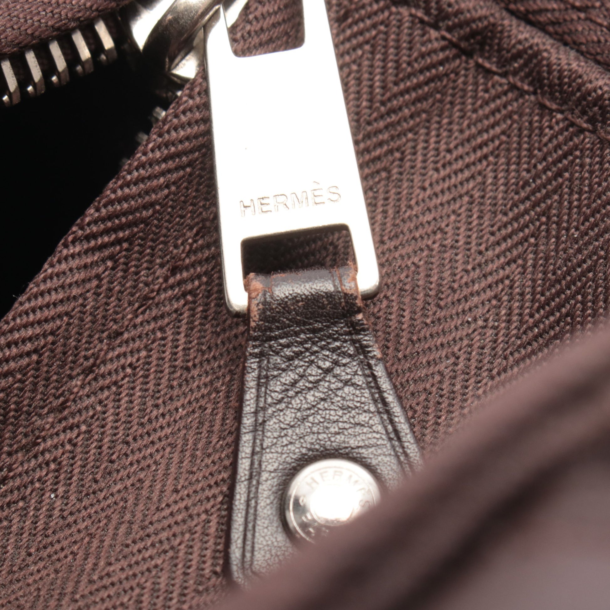 アカプルコPM ハンドバッグ トワルシェブロン レザー ダークブラウン シルバー金具 エルメス バッグ HERMES