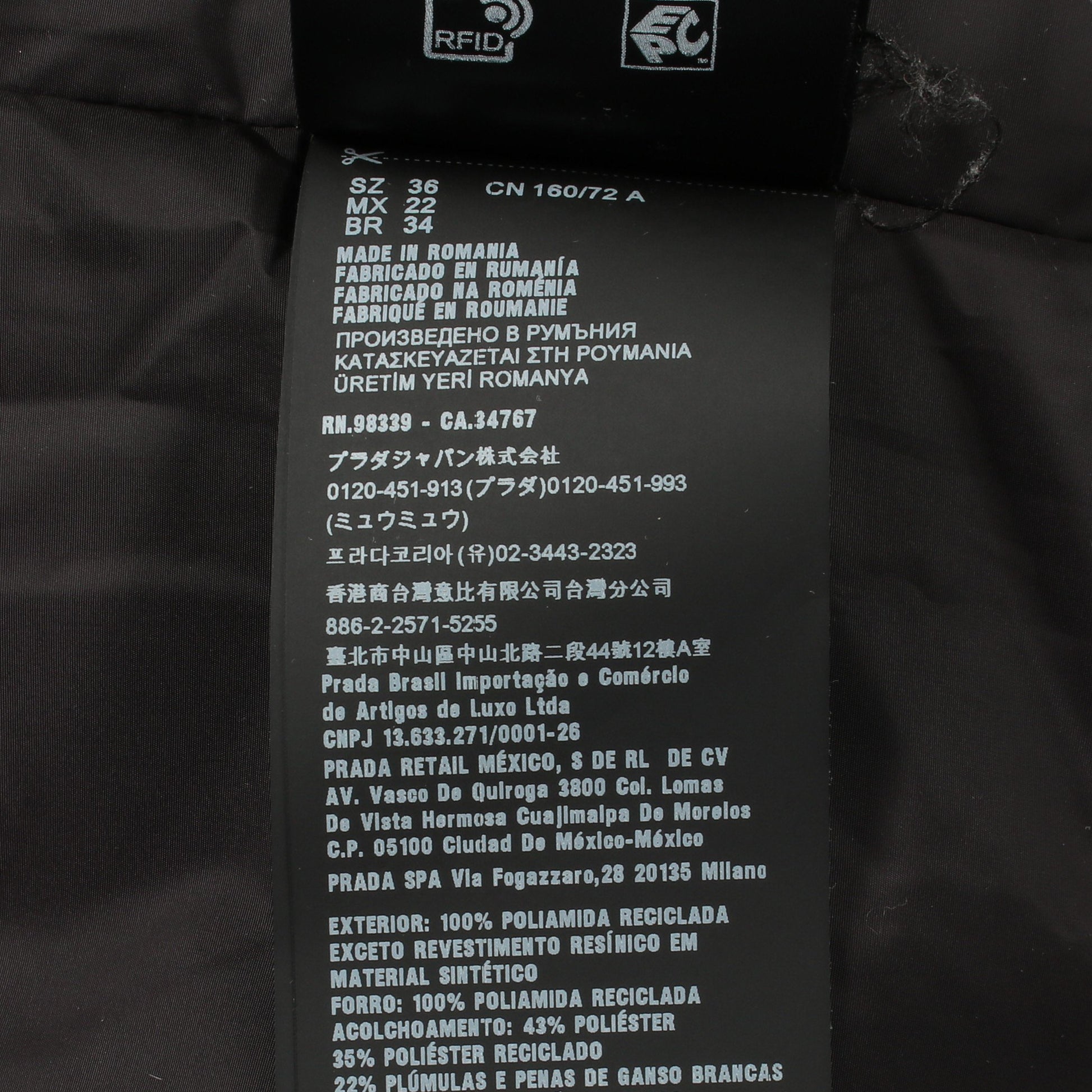 Re-Nylon ダウンジャケット ナイロン ブラック プラダ アウター PRADA