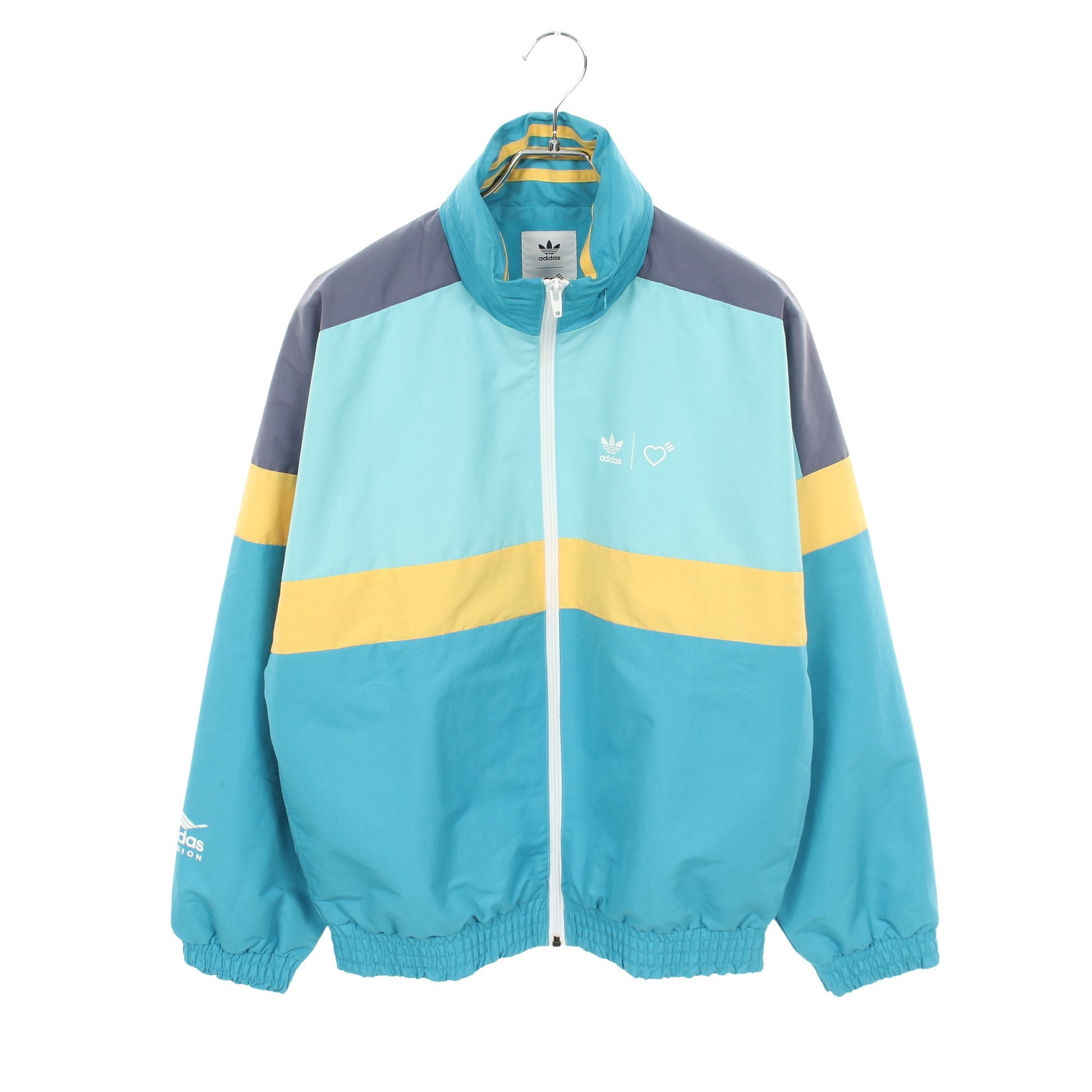 adidas × HUMAN MADE トラックジャケット ライトブルー イエロー フード付き アディダス アウター adidas