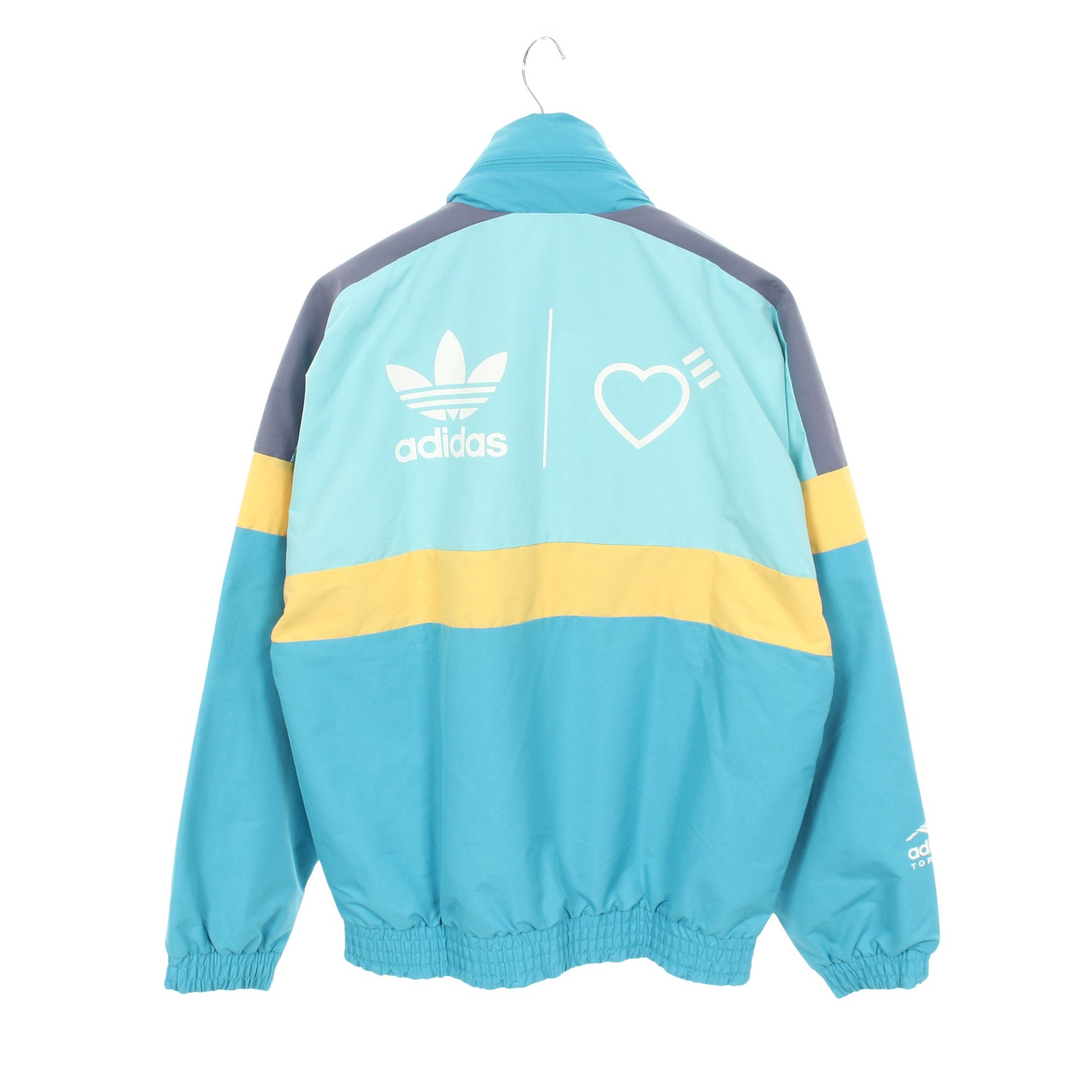 adidas × HUMAN MADE トラックジャケット ライトブルー イエロー フード付き アディダス アウター adidas