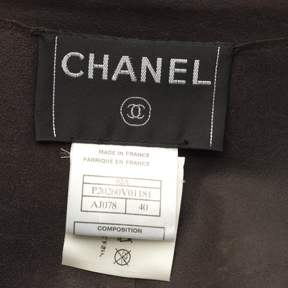 ココマーク ロングコート 裾フリル レザー ダークブラウン シャネル アウター CHANEL