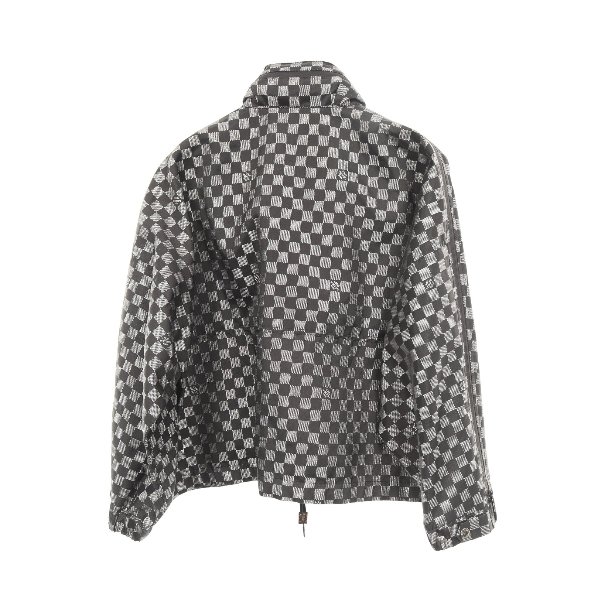 ダミエ ジップアップジャケット ブルゾン ブラック シルバー フード付き ルイヴィトン アウター LOUIS VUITTON