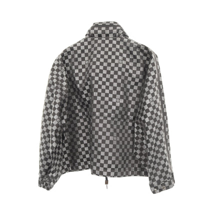 ダミエ ジップアップジャケット ブルゾン ブラック シルバー フード付き ルイヴィトン アウター LOUIS VUITTON