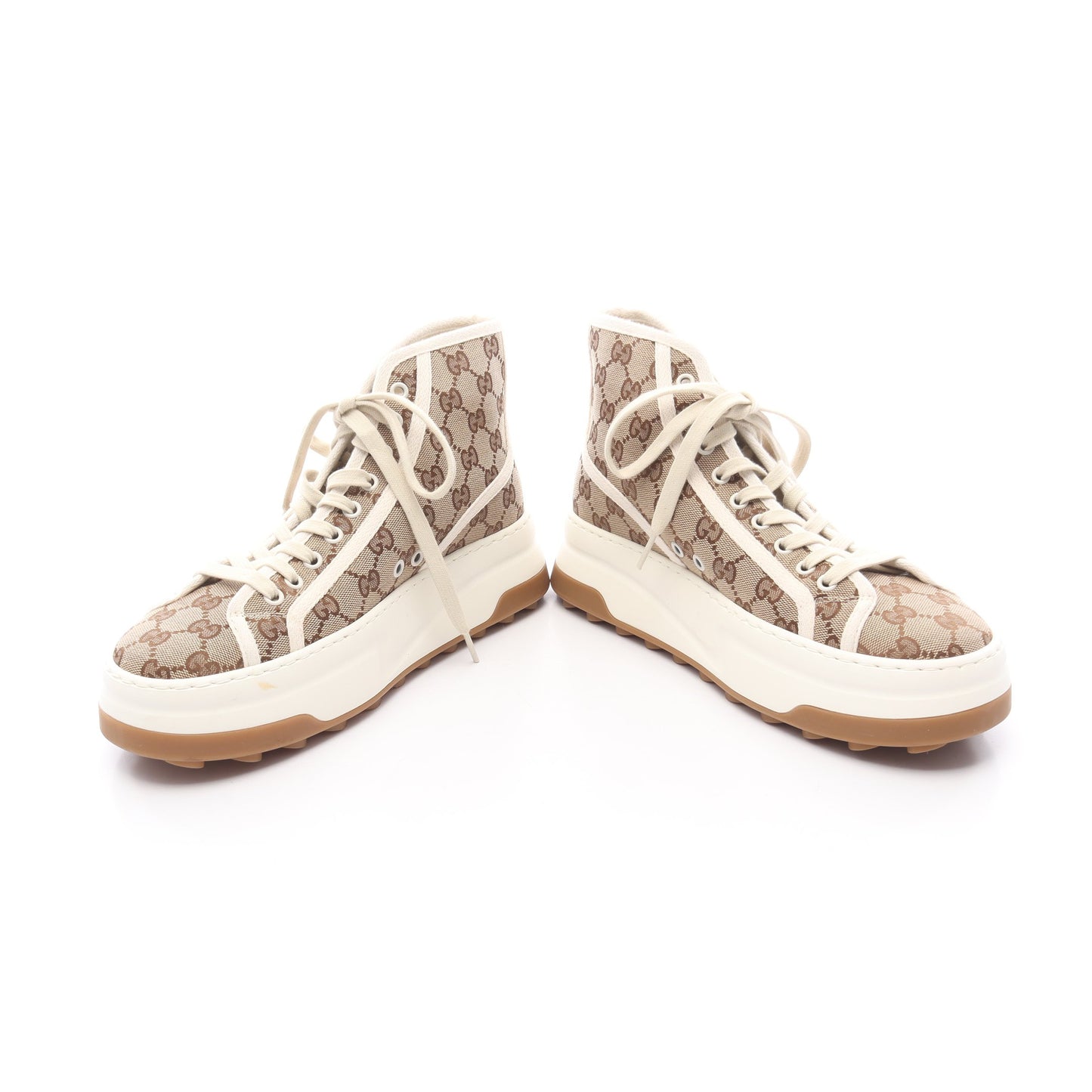 GUCCI TENNIS 1977 GGキャンバス ハイカットスニーカー キャンバス ベージュ ブラウン グッチ シューズ GUCCI