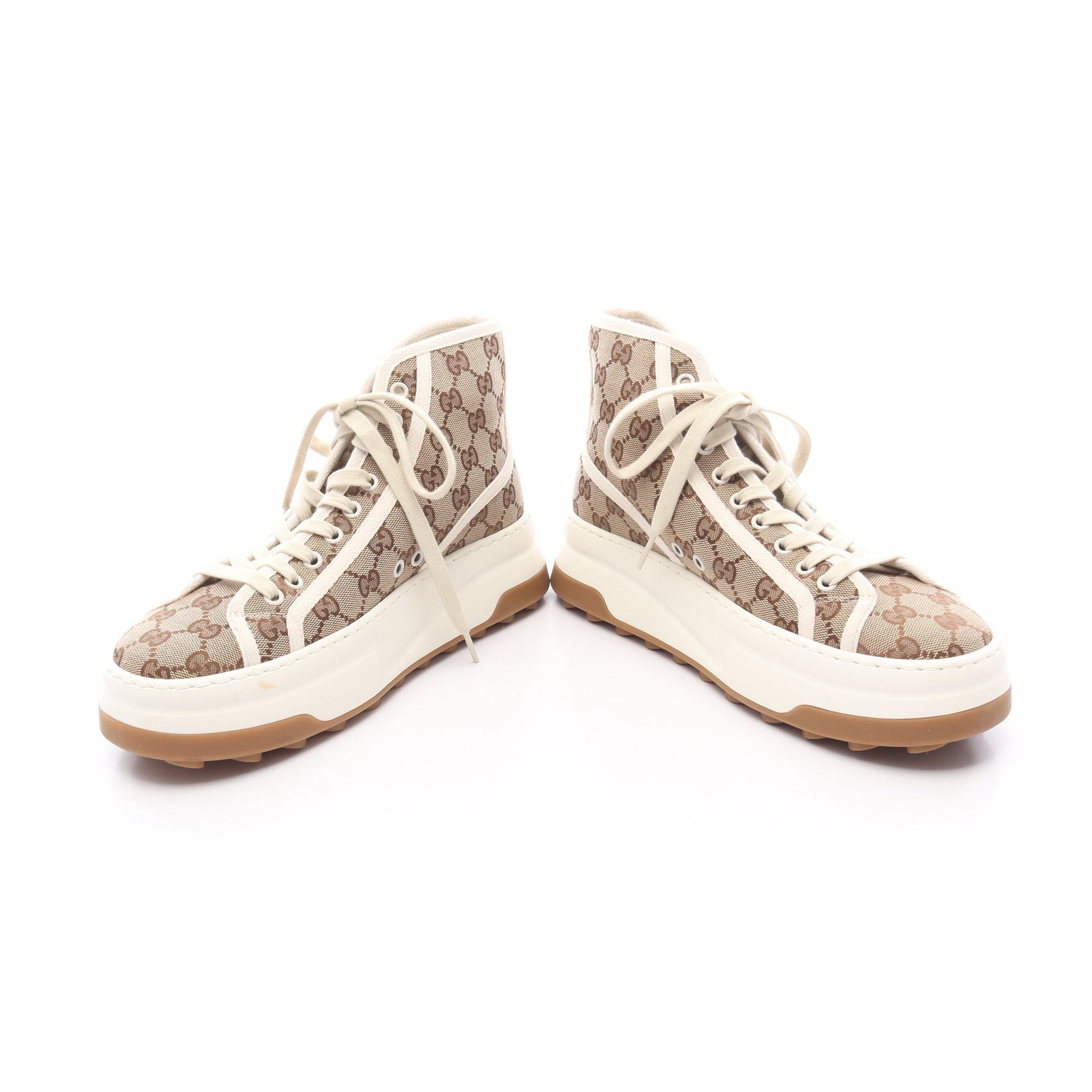 GUCCI TENNIS 1977 GGキャンバス ハイカットスニーカー キャンバス ベージュ ブラウン グッチ シューズ GUCCI