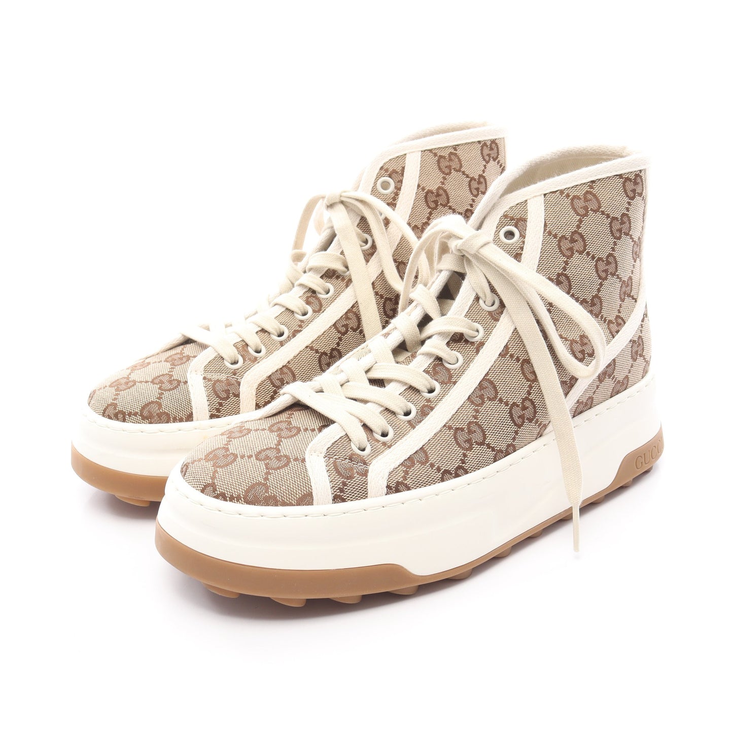 GUCCI TENNIS 1977 GGキャンバス ハイカットスニーカー キャンバス ベージュ ブラウン グッチ シューズ GUCCI