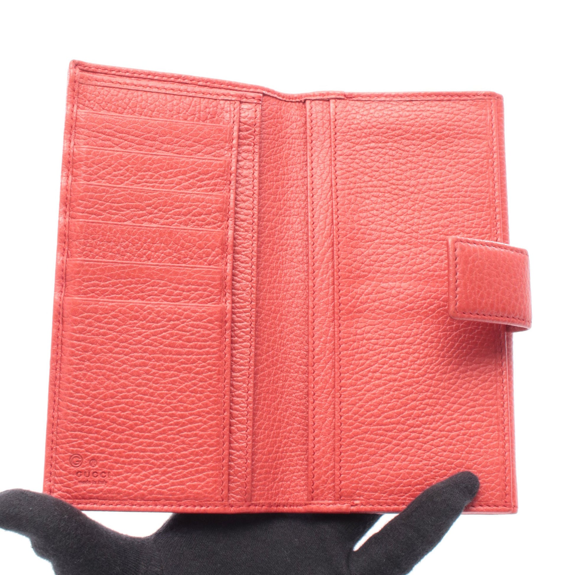 Wホック財布 レザー レッド グッチ 財布・小物 GUCCI
