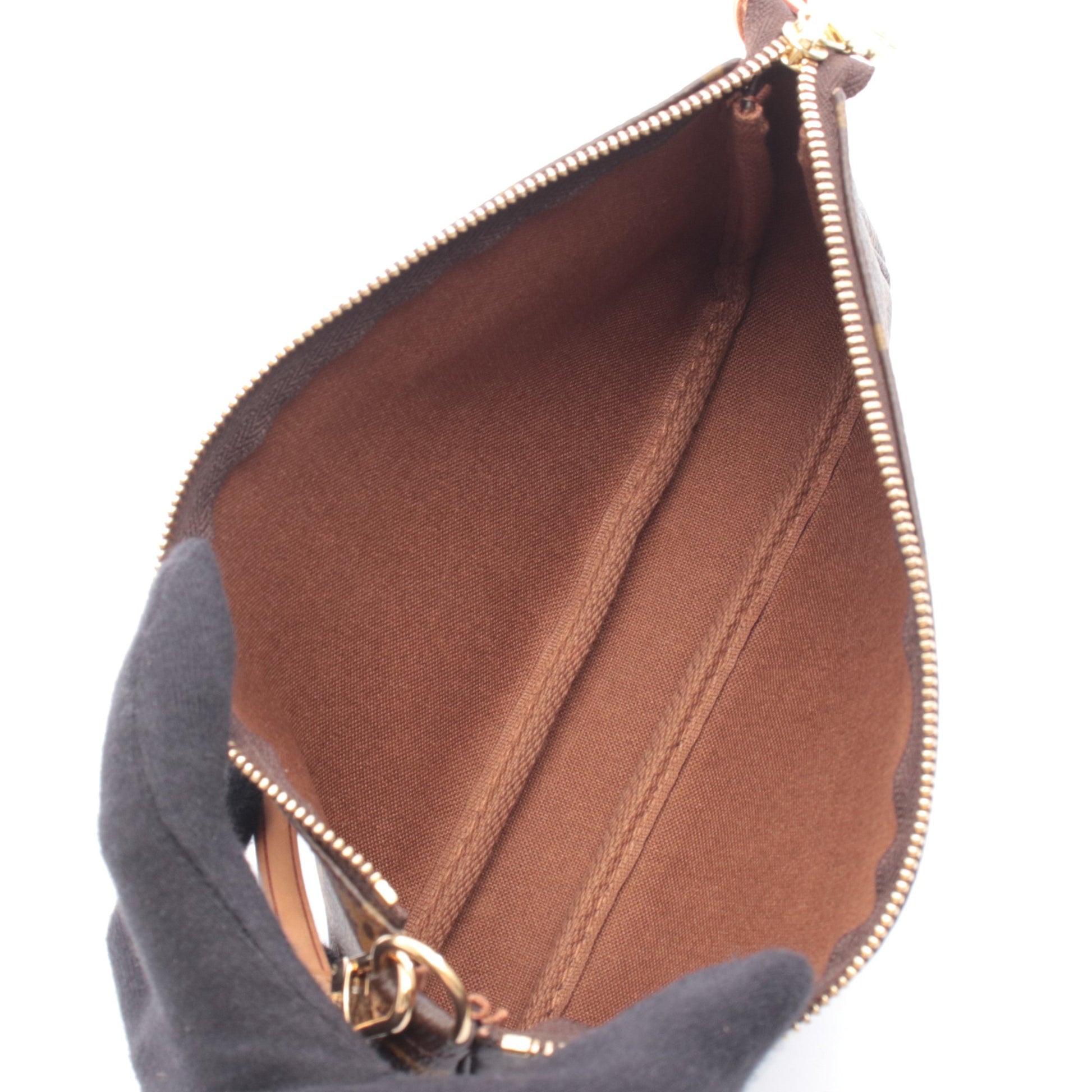 ポシェットアクセソワール モノグラム ハンドバッグ PVC レザー ブラウン ルイヴィトン バッグ LOUIS VUITTON
