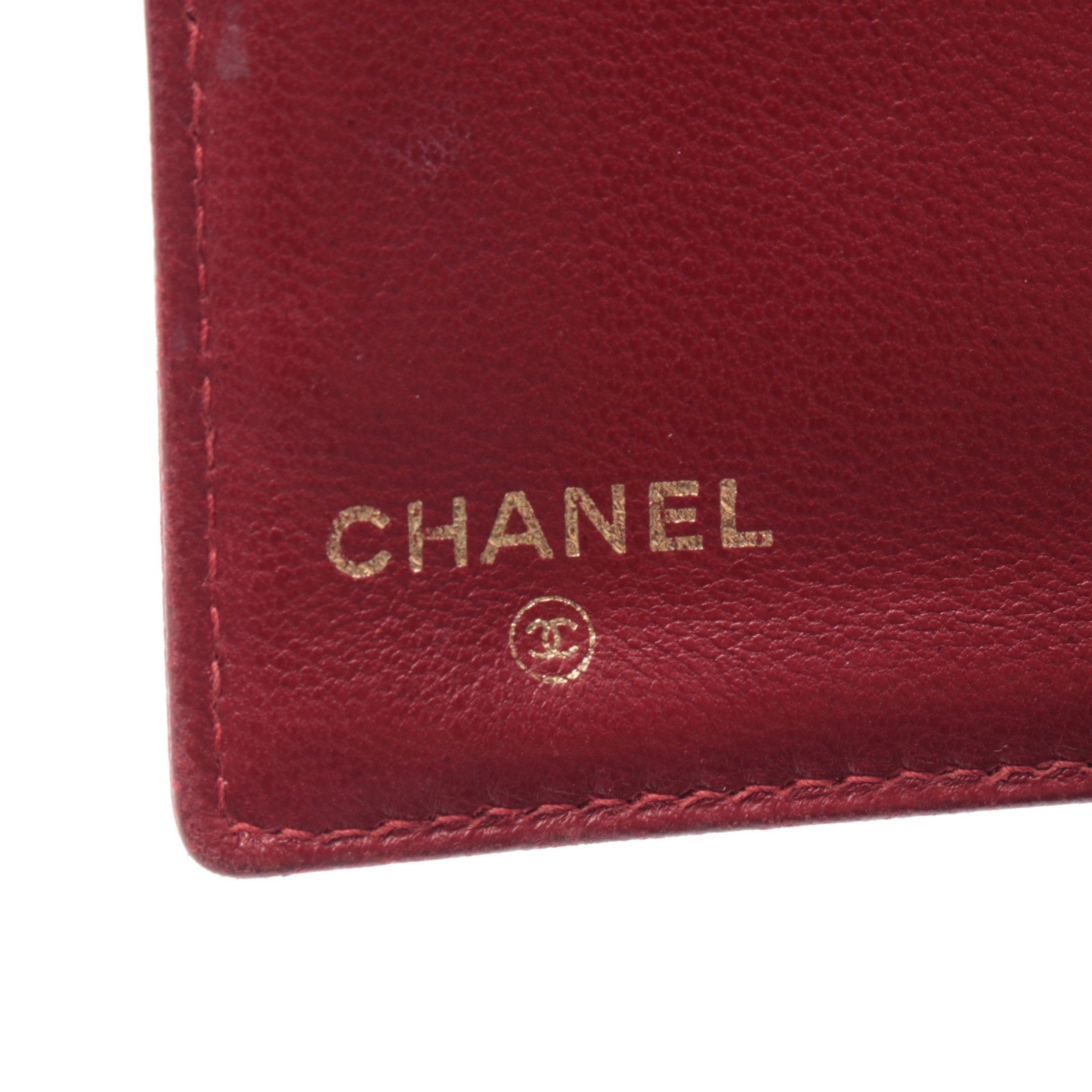 ココマーク Wホック財布 二つ折り財布 キャビアスキン レッド ゴールド