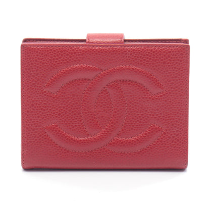 ココマーク Wホック財布 二つ折り財布 キャビアスキン レッド ゴールド金具 シャネル 財布・小物 CHANEL